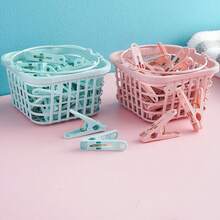 30‑Pack Plastic Clothes Pegs With Storage Basket, Windproof Laundry Clips For Underwear And Socks - Multicolor - View 7