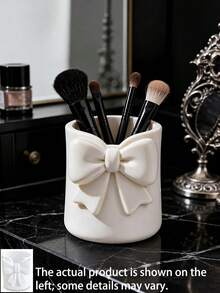 2pcs/1pc 3D Bow Makeup Brush Holder, Girly Desktop Pen Holder, Multi-Functional Lipstick Eyebrow Pencil Makeup Tool Organizer, Suitable For Vanity, Bedroom, Bathroom, Dorm And Office Desk Decoration - A - View 9