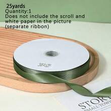 1PC 25 Yards Army Green Encrypted Polyester Satin Ribbon, 6 Sizes Available, Green Christmas Ribbon, Army Green Ribbon Suitable For Christmas Tree, Wreath, Hanging Decoration, Gift Wrapping, Garland, Holiday Crafts, Decorative Bows - Size 25 Army Green - View 7