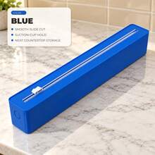 1pc Refillable Plastic Wrap Dispenser With Slide Cutter And Suction Cup Base, Countertop Cling Film, Aluminum Foil And Parchment Paper Organizer, Clean Straight Cuts, Kitchen Food Storage Tool, 4 Colors - View 16
