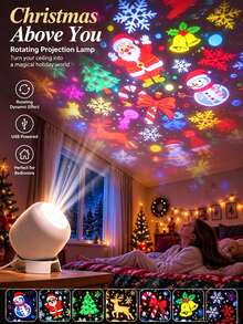 1 buah Lampu Proyektor Natal LED, Lampu Malam Proyeksi Dinamis Berputar 360°, Lampu Panggung Sudut yang Dapat Diatur Bertenaga USB, Cocok untuk Dekorasi Liburan Dalam Ruangan, Kamar, Natal, Paskah, dan Pesta. - Cahaya proyeksi dinamis - View 1