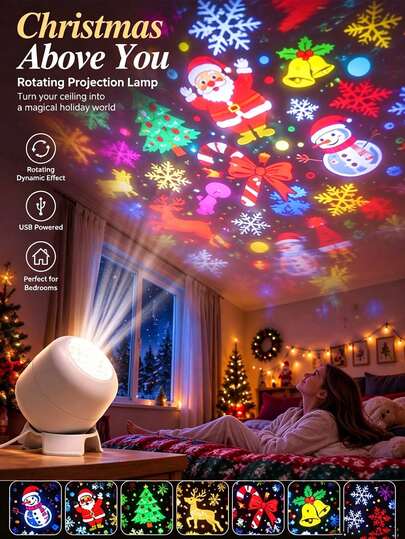 1 Peça Luz de Projeção de Natal, Padrão de Floco de Neve Colorido, Animais Marinhos/Floco de Neve/Tema de Natal, Alimentado por USB, Iluminação de Natal, Luz de Projeção de Natal, Luz de Decoração de Feriado, Luz LED, Cria Atmosfera Decorativa, Adequado para: Decoração de Feriado, Decoração de Natal, Decoração de Quarto, Decoração de Sala, Ocasiões Adequadas: Festa, Natal, Reunião, Sala de Estar, Quarto