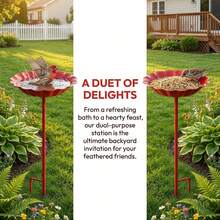 Metal Birdbath And Bee/Butterfly Watering Station; Handcrafted ...