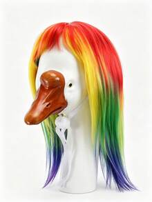 Chicken Duck Goose Pet Wig, Porch Goose Wig, Big Goose Head Decoration, Funny Exploding Hair, Long Wig - Multicolor - View 5