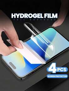 4 Buah Pelindung Layar Film Hidrogel Full Cover Kompatibel dengan iPhone 11 12 13 14 15 16 Pro Max Plus 16e Pelindung Layar Kompatibel dengan iPhone X Xs Max XR 7 8 Bukan Kaca - 4 buah - View 9