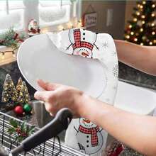 2pcs/Set Dish Towels, Winter Kitchen Towels, Seasonal Microfiber Dish Cloths With Classic Polka Dot Christmas Tree And Large/Small Snowman Designs, Seasonal Gift Home Decor, 40 X 60 Cm Kitchen Towels - Multicolor - View 5