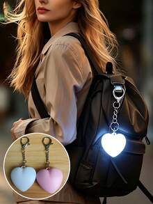 1pc Heart-Shaped Touch Sensor Night Light, LED Heart Pendant Light, Portable Bag Night Light, Bag Charm, Suitable For Bag Decoration, Lighting, Gift. Touch Activation/Auto Sensing, USB Rechargeable Battery Powered - Heart-shaped - View 5