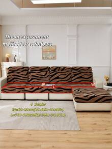 1 pièce Housse de coussin de canapé en peluche de coton doux, anti-salissure et adaptée aux animaux de compagnie, tissu cationique à rayures zébrées café et noir, jacquard brodé en peluche, housse de coussin de canapé épaisse multicolore riche automne/hiver, convient pour le dossier/1/2/3/4/L siège de canapé longue chaise - Multicolore - Voir 14