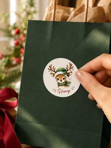 8/20/40pcs Customized Reindeer Name Stickers, Christmas Gift Box Use, Customized Round Christmas Gift Stickers Labels, Personalized Holiday Gift Labels, Personalized Cartoon Name Stickers, Christmas Gifts - Multicolor - View 9