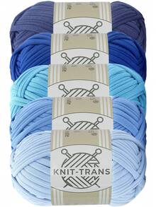 KNIT-TRANS 5 Bundles 5 Colors/500g Multi-Color Premium T-Shirt Yarn - High Elasticity Rope-Shaped Yarn, Soft Elastic Polyester Yarn, Suitable For Vibrant Crochet Projects, Ideal For Home Decor DIY Crafts, Multi-Color Yarn | Polyester Yarn | Knitting Accessories - Multiple Styles - View 17