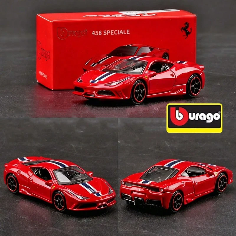 Burago 1:64 比例合金車模 458 Speciale-紅色,創意口袋車模玩具、人偶與禮品 - 458 Speciale-Red - 查看 1