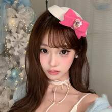 Pink Christmas Birthday Heart Bow Mini Hat Hair Clip, Atmospheric Photo Prop Hair Accessory Headpiece - Multicolor - View 9