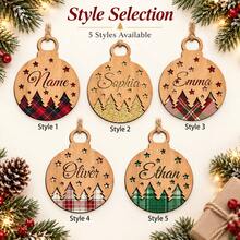 LICVIC Custom Plaid Pine Tree Star Christmas Ornament, Personalized Christmas Tree Decoration For Home And Holiday Party, Rustic Winter Hanging Decor, Customized Name Family Keepsake, Festive New Year Gift, Customizable Seasonal Pendant For Mantel Decor - Multicolor - View 4