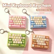 Mini Keyboard Keychain Fidget Toy, Cute Animal Keyboard Bag Charm, Portable Clickable Stress Relief Pendant, Crisp Sound, Decompression Key Ring, Suitable For Backpacks And Keys, Random Color 1pc - Multicolor - View 6