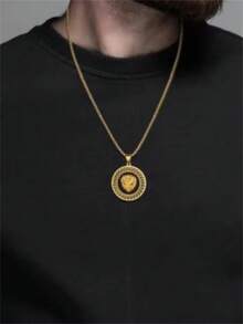 New European And American Hip Hop Jewelry Lion Head Pendant, Halloween Jewelry Necklace, Round Lion Head Design - Fashion - View 6