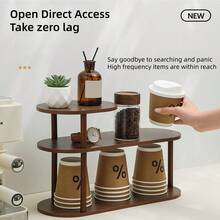 Multi-Tier Desktop Cup Holder - Suitable For Coffee, Tea And Water Cups, Great For Kitchen, Living Room Or Office Desk Use. Can Also Hold Small Potted Plants To Meet Diverse Storage Needs. Rack-Style Design. - View 9