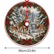 1件森林鹿雪景圖案聖誕樹裙，優雅配色節日裝飾，5種尺寸，中性節日禮物，適用於居家與派對聖誕裝飾 - 森林麋鹿雪景 - 查看 11