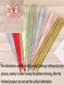 1 Pack 10pcs Snow Gauze Bow Ribbon Tassel Gift Wrapping Ribbon Colorful Ribbon Handmade Tassel Festival Party Wedding Marriage Wedding Car - Lotus Root Powder Pink - View 4