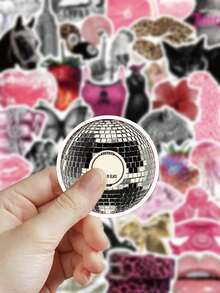 50pcs Pink Punk Stickers For Skateboard, Guitar, Laptop, Scrapbook, Storage Box, Room & Desk Decor DIY Graffiti Stickers - A - View 5