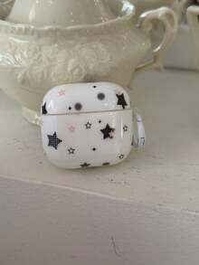 Casing Pelindung Motif Polkadot Bintang Pink & Hitam yang Keren dan Menarik, Kompatibel dengan 5, 4, Apple Pro 3, Wireless 1 Generasi ke-2, Generasi ke-3, Generasi ke-2, Pro Generasi ke-4, dan Generasi ke-5. - Putih - View 2