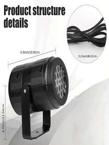 1 buah Lampu Proyektor Natal, Proyektor Pola Natal LED, 16 Pola - Permen, Santa, Rusa Kutub, Pohon Natal; Lampu Malam Berputar Dinamis untuk Dekorasi Natal; Ditenagai USB; Ideal untuk Rumah, Pesta, Natal, Musim Dingin, dan Dekorasi Ruangan. - Casing hitam - View 3