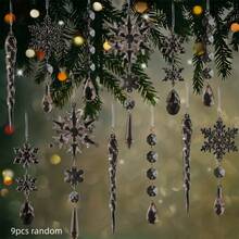 9 Random Crystal Snowflake Decorations, Acrylic Snowflake Decor For Winter, Suitable For Party Gifts And Celebrations - Multiple Styles - View 6