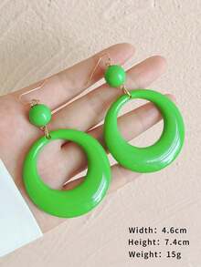 1 Pair Fashion Resin Round Long Earrings - Green a - View 3