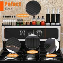 Abulun 30 Inch Silicone Stove Oven Top Shelf Magnetic For Kitchen Gadgets, Soft Flexible Strong Magnetic Heat Resistant Spice Rack Kitchen Organizer For Over Oven Stove - Black - View 6
