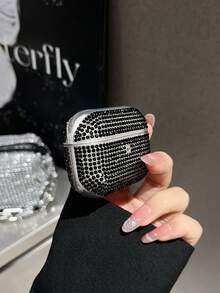 1pc Luxury Rhinestone Earphone Protective Case, Shiny Crystal Protective Shell, Compatible With IPhone ForAirPods 1/2/3/4, Pro/Pro 2, Suitable For Women And Girls - Black - View 4