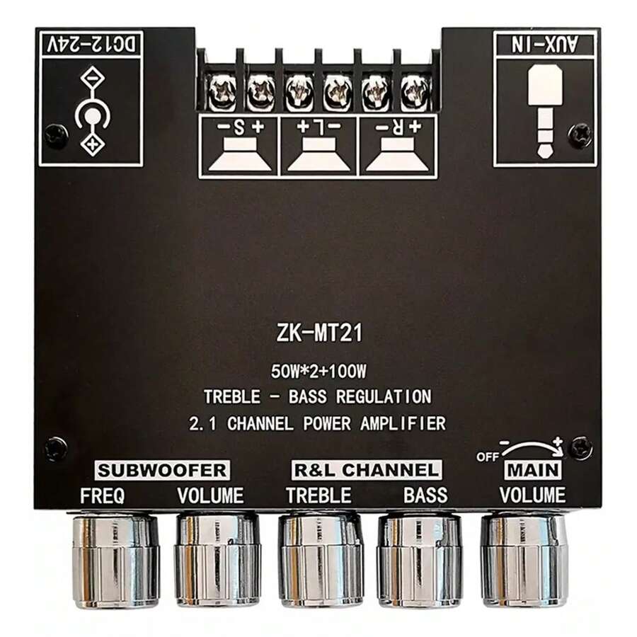 ZK-MT21 2.1 Channel Audio Amplifier Module, Bluetooth 5.0, 200W Power, AMP Board Compatible With Subwoofer, Stable Wireless Connection, Excellent Sound Quality For Home Audio System - Black - View 1