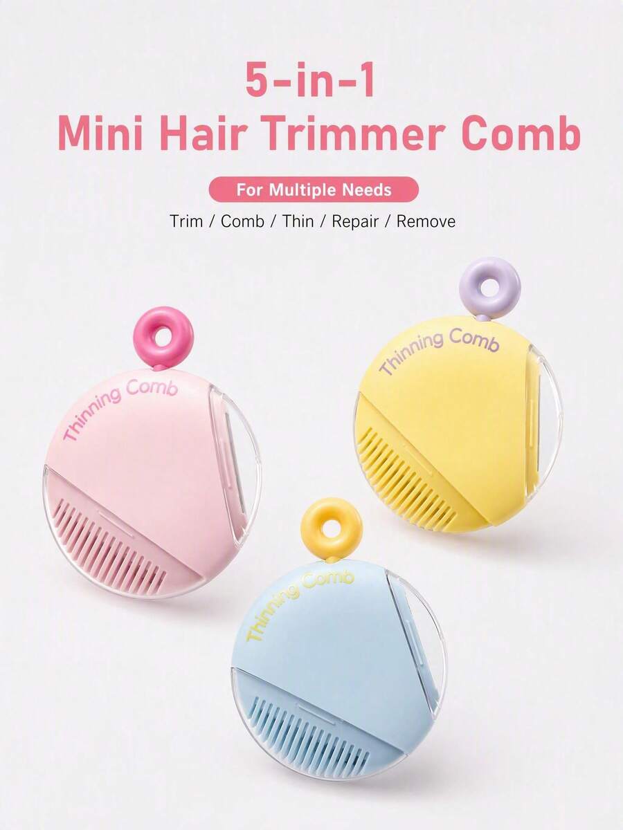 1pc/Mini 5-In-1 Hair Trimmer Comb, Multifunctional Portable Thinning Cutting Comb For Bangs Split Ends, Home Salon Travel Hair Styling Tool - Upgraded Version - View 1