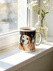 1pc Custom Pet Photo Mug, Personalized Dog & Cat Portrait Coffee Cup, Custom Pet Name Ceramic Mug, Pet Lover Gift, Cute Personalized Drinkware, Birthday Gift, Memorial Keepsake - Multicolor - View 4