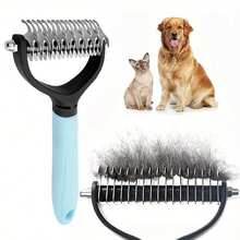1pc Stainless Steel Pet Deshedding Comb, Suitable For Cats And Dogs, Double-Sided Undercoat Rake, Easily Remove Knots And Tangles, Suitable For Long-Haired And Thick-Haired Pets, Efficient Deshedding Brush - Multicolor - View 4