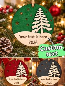 Custom Christmas Tree Star Round Hanging Ornament, Personalized Winter Holiday Decor, Rustic Christmas Ornaments, Customized Text Festive Party Pendant, Customizable Name Keepsake Gift, Christmas Tree Decorations For Family, Friends, Home 2026 - Multicolor - View 1