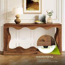 Mesa de Entrada de 63 Pulgadas, diseño Elegante, Mesa de sofá de Granja detrás del sofá, Mesa de Consola festoneada con Espacio de Almacenamiento Integrado para Entrada, Sala de Estar - Rústico - Ver 3