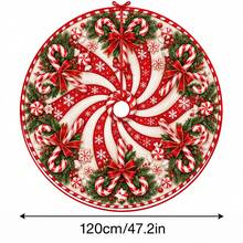 1pc Spiral Candy Cane Pattern Christmas Tree Skirt, Elegant Color Holiday Decor, 5 Sizes, Unisex Holiday Gift, Suitable For Home And Party Christmas Home Decoration - Candy Cane - View 15