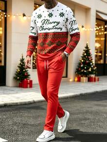 Men's Christmas Print Long Sleeve T-Shirt And Pants Set - متعدد الألوان - مشاهدة 5