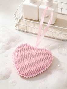 1pc Cute Heart Cloud Soap Saver Bag, Ruffled Mesh Bath Pouf, Foaming Shower Sponge With Hanging Loop - Multicolor - View 6