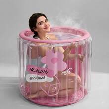 1pc Adult Portable Inflatable Bathtub, 31.4 Inch Diameter Round Foldable Soaking Tub With Foot Pump, Easy To Inflate And Quick Drain, Space-Saving Portable Bathtub For Home SPA, Hot Bath, Relaxing Ice Bath, Bathroom Accessory, Indoor Use, Convenient For Travel And Storage, Perfect Holiday Gift - A - View 7
