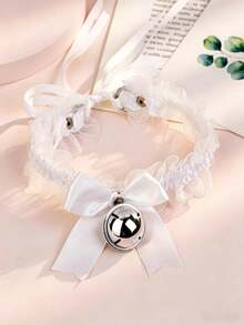 1 chiếc vòng cổ choker ren đính nơ và mặt chuông, vòng cổ trang trí cho nữ - Nhiều màu - Xem 10