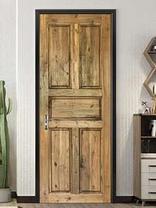 2pcs Wooden Pattern Door Sticker,Stickers,Wall Decal, Vinyl Decal For Home Decorations,Spring Decoration Items Refresh Your Home,Rama Decoration Stickers Gifts Birthday Graduation - Multicolor - View 6