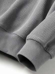 Sweatshirt Pullover Lengan Panjang Leher Bulat Kasual Minimalis Longgar untuk Pria, Cocok untuk Musim Semi/Gugur - Grey - View 8