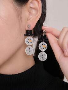 Christmas Glitter Snowman Acrylic Earrings, Cute Holiday Atmosphere Long Pendant Earrings - Multicolor - View 5