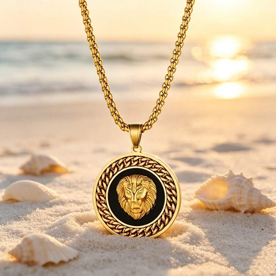 New European And American Hip Hop Jewelry Lion Head Pendant, Halloween Jewelry Necklace, Round Lion Head Design - Fashion - View 1