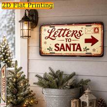 Letter To Santa Christmas Sign, Vintage Plaque, Decorative Wall Decor And Ornament, 2D Flat, Envelope Arrow Mailing Sign, Cream Red Seasonal Message Wall Decoration, Suitable For Home And Classroom Children's Letter-Writing Corner (Random Style) - A - View 3