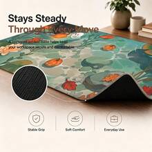 1pc Halloween Black Cat Ghost And Pumpkin Pond Print Extended Mouse Pad, Autumn Maple Leaf And Lotus Keyboard Desk Mat, Cute Desktop Decor - View 7