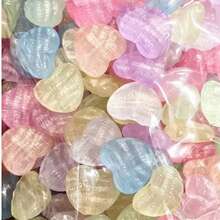 20PCS/50PCS Acrylic Glitter Glow-In-The-Dark Water Ripple Heart Beads, Dopamine Color Heart Beads, Suitable For Handmade DIY Beaded Bracelets, Necklaces, Jewelry And Craft Accessories - Colorful Glitter Glow-in-the-dark Heart - View 1