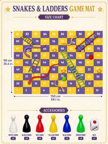 Colorful Cartoon Polyester Snakes And Ladders Floor Game Mat, Suitable For Hawaii Vacation, Family Gathering, Spring And Autumn Picnic Party, Adult Game, Group Game, Boys Game, Girls Game, Dice Game - Multicolor - View 14