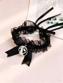 1 chiếc vòng cổ choker ren đính nơ và mặt chuông, vòng cổ trang trí cho nữ - Nhiều màu - Xem 3
