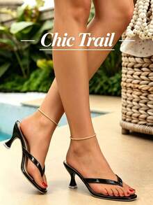 Women's Square Toe Wide Strap Flat Sandals, Toe-Ring Low Heel Versatile Sandals,Travel Essentials For Summer - Black - View 1